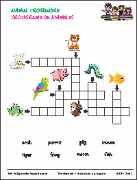 Crucigramas - Animales en Inglés para Imprimir SET 1