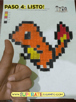 Pixel Pokemon 1 Fracciones y Decimales Charmander listo