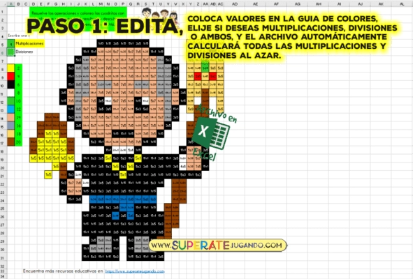 Pixel Personajes Mexicanos 1 - Independencia - Multiplicaciones y Divisiones