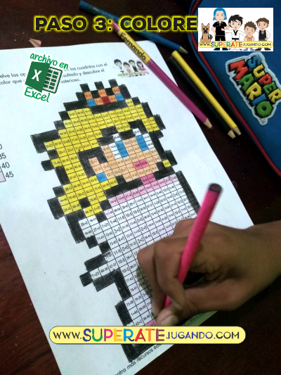 Pixel Mario Bros 2 Sumas y Restas Bowser colorear