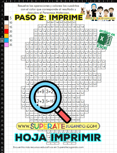 Pixel One Piece 1- Sumas y Restas - Luffy imprimir