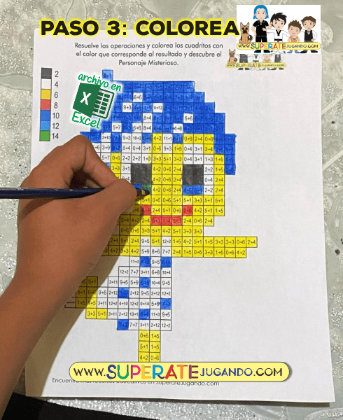 Pixel Intensamente 1 - Sumas y Restas - Alegria colorear