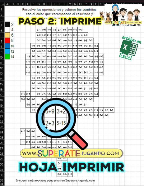Pixel Intensamente 1 - Sumas y Restas - Alegria imprimir
