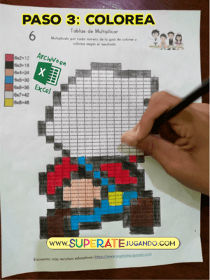Pixel Mario Bros 1 - Tablas de Multiplicar - Mario colorear