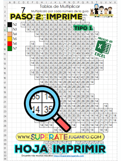 Pixel Sonic 1 - Tablas de Multiplicar - Super Sonic imprimir