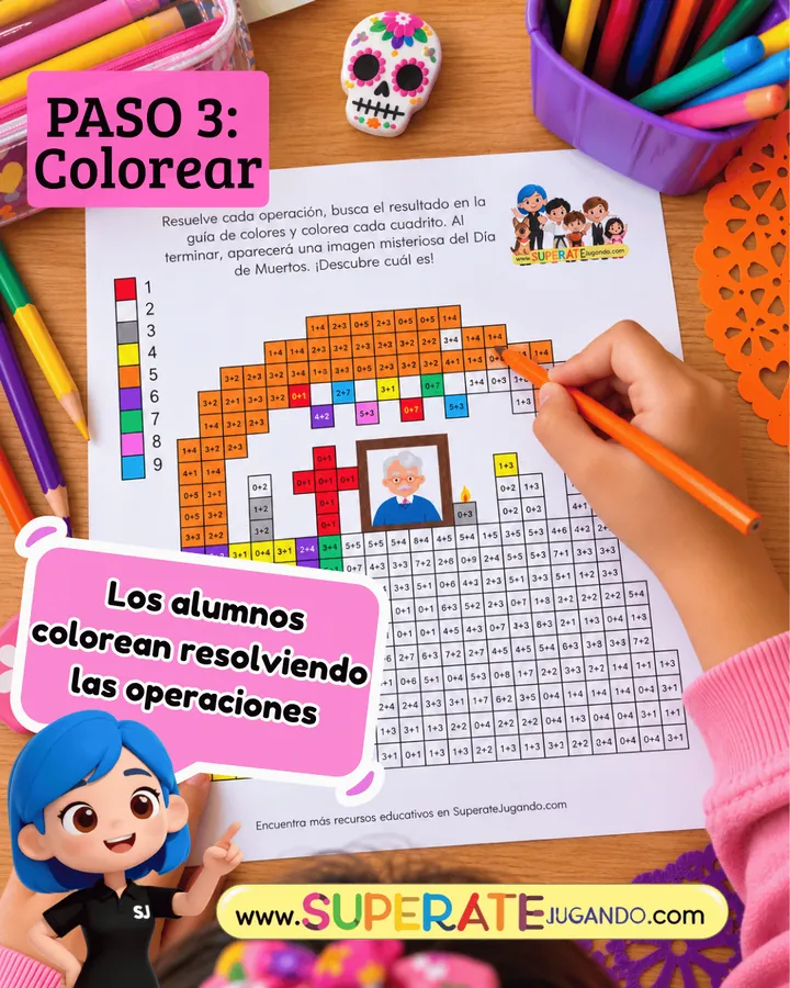Paso 3: los alumnos colorean resolviendo
