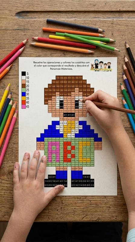 Niño coloreando una actividad del Día Internacional de la Alfabetización de las Efemérides de Septiembre