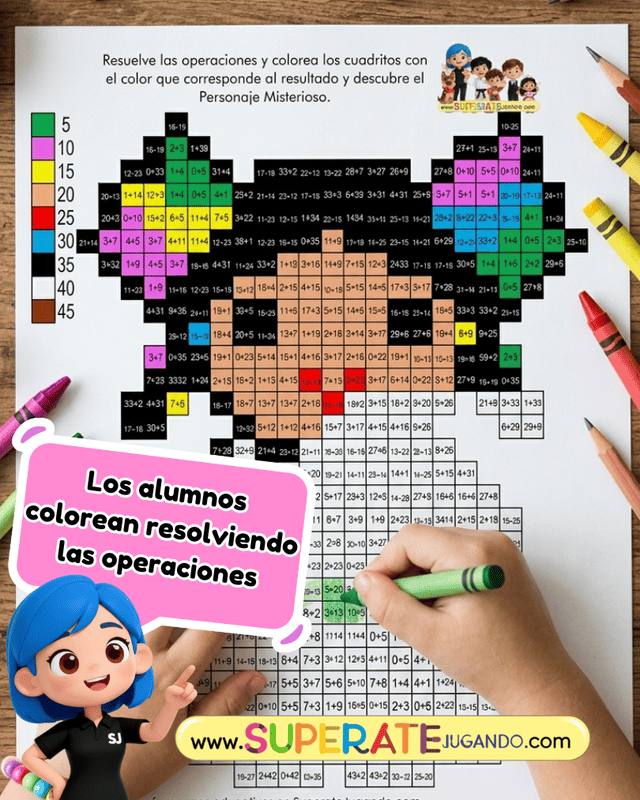 Niño coloreando una actividad Pixel de las Efemérides de Septiembre