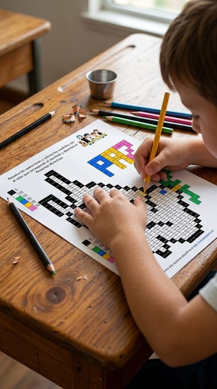 Niño coloreando una actividad del Día Internacional de la Paz de las Efemérides de Septiembre