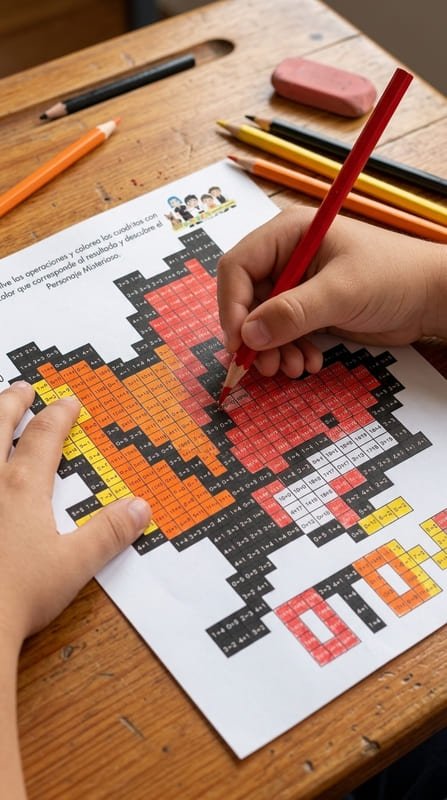 Niño coloreando una actividad del Equinoccio de Otoño de las Efemérides de Septiembre