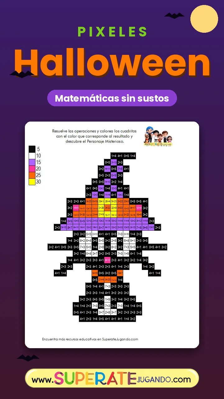 Pixel halloween para colorear