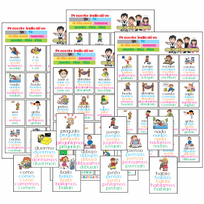 Lotería Verbos Presente Indicativo en Español para Imprimir	