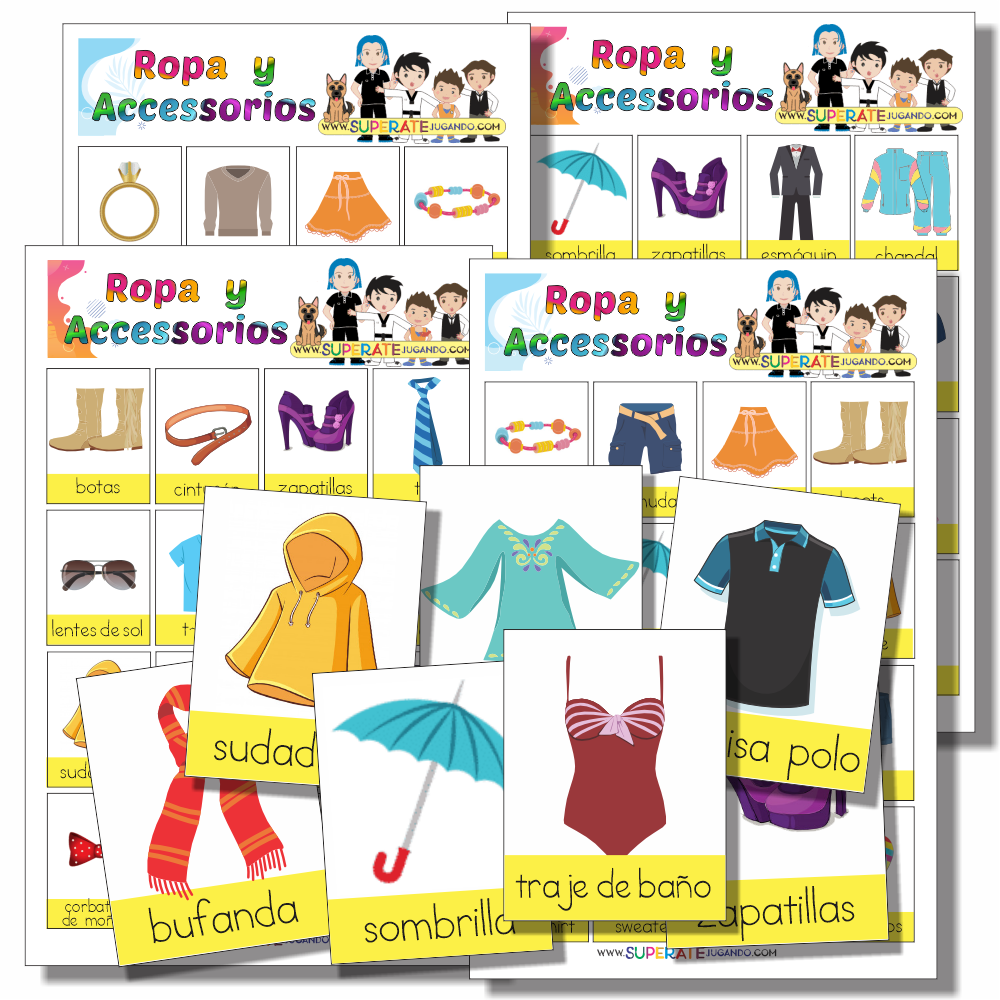 Loteria Ropa y Accesorios en Español para Imprimir