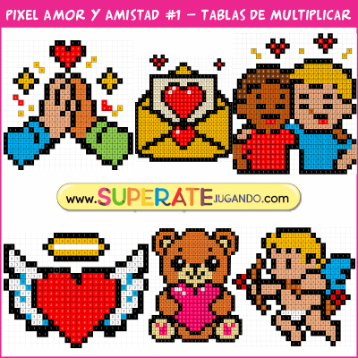 Pixel Día del Amor y la Amistad 1 - Tablas de Multiplicar