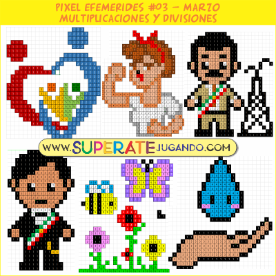 Pixel Efemérides 3 - Mes de Marzo - Multiplicaciones y Divisiones
