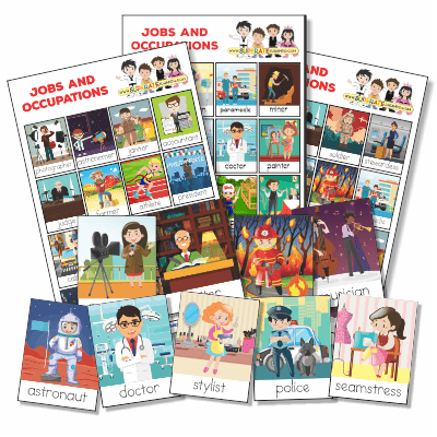 Lotería Oficios y Profesiones en Inglés para Imprimir