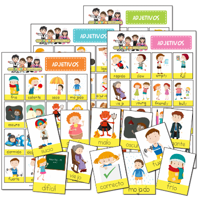 Lotería de Adjetivos en Español | Juego Educativo para Imprimir