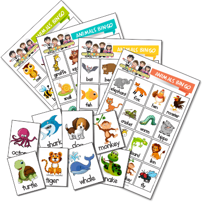 Lotería de Animales en Inglés | Juego Educativo Imprimible