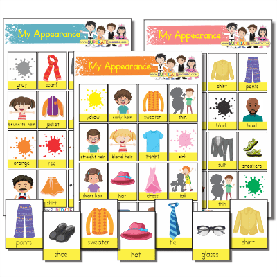 Loteria Mi Apariencia en Inglés para Imprimir