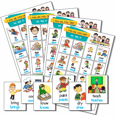 Loteria Presente Indicativo en Inglés para Imprimir