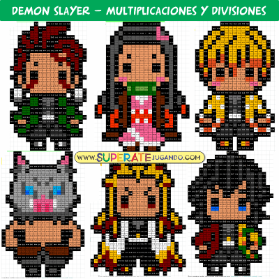 Pixel-Demon-Slayer-Multiplicaciones-y-Divisiones