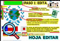 Hoja editable de Pixeles Efemérides de Octubre para configurar ejercicios de multiplicaciones y divisiones.