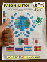 Pixel terminado del Descubrimiento de América después de resolver ejercicios de multiplicaciones y divisiones.