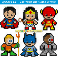 Pixel Super Heroes 2 -  Justice-League - Addition and Subtraction