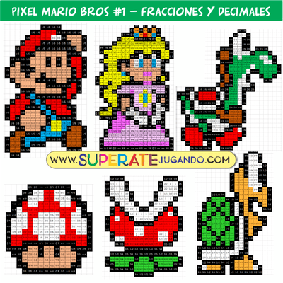 Pixel Mario Bros 1 - Fracciones y Decimales - Hongo