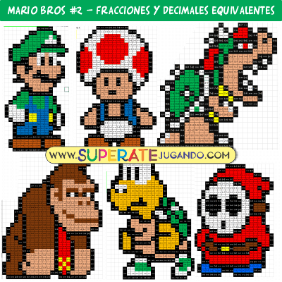 Pixel Mario Bros 1 - Fracciones y Decimales - Hongo