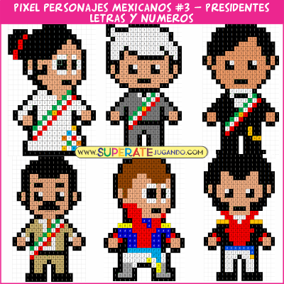 Pixel-Personajes-Mexicanos-3-PRESIDENTES-Letras-y-Numeros