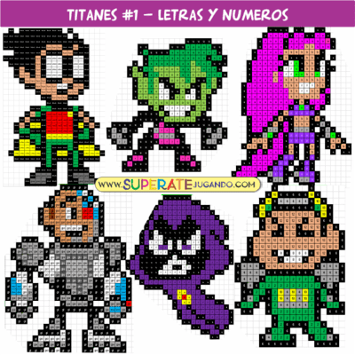 Pixel Jóvenes Titanes - Letras y Números