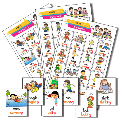 Present Continuous Verbs Bingo in English to Print