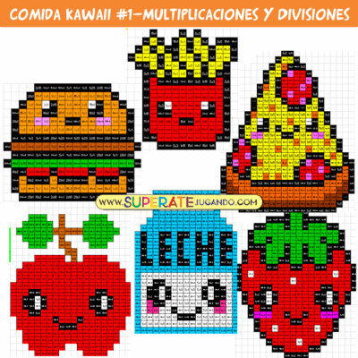 Pixel Comida Kawaii 1 - Multiplicaciones y Divisiones