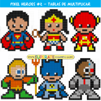 Pixel Super Heroes - Liga de la Justicia - Tablas de Multiplicar