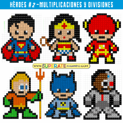 Pixel Super Heroes 2 - Liga de la Justicia - Multiplicaciones y Divisiones